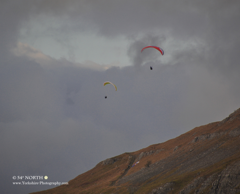 Paragliders in Littondale, Yorkshire