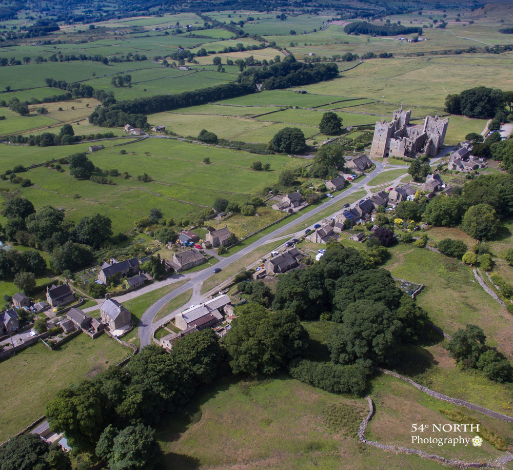 Aerial photo of Castle Bolton Wharfedale